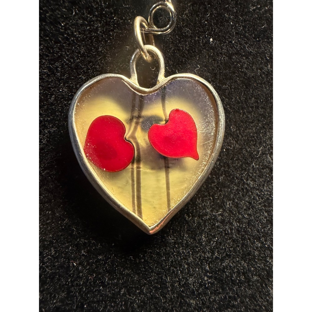 Vintage Orient and Flume Dichroic Glass Heart Pendant Sterling